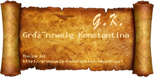 Grünzweig Konstantina névjegykártya